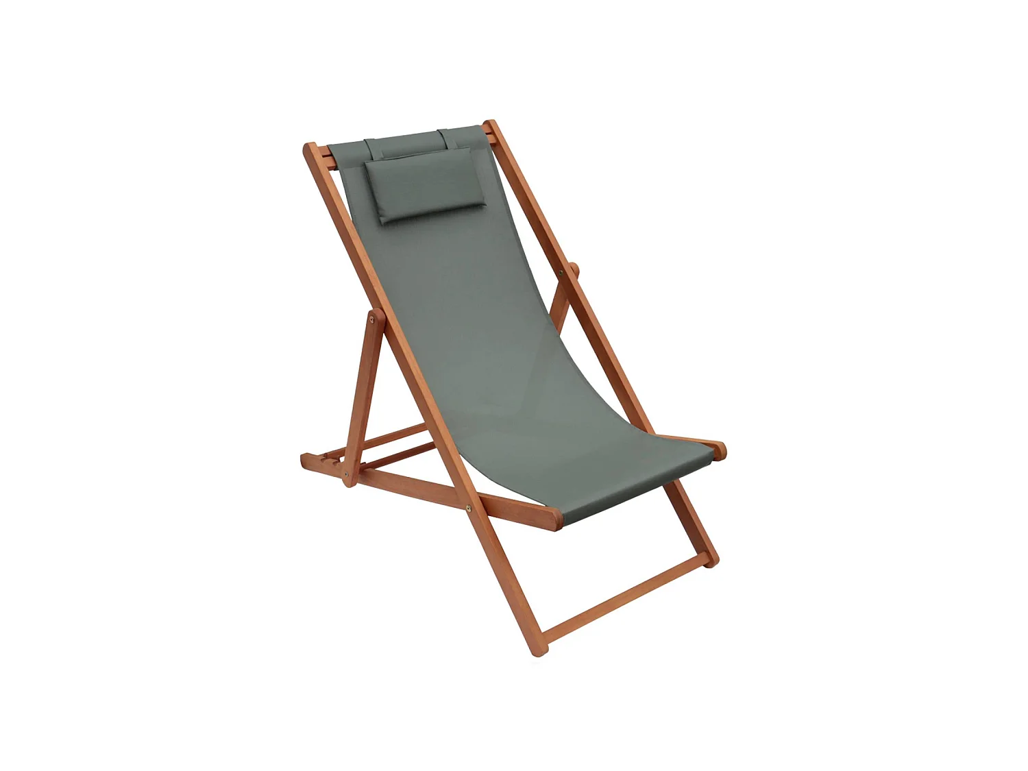 Set 2 sedie sdraio in legno con cuscino poggiatesta, verde kaki