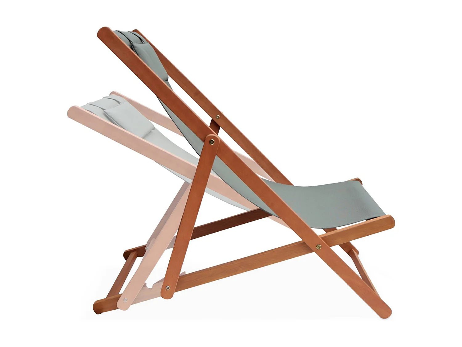Set 2 sedie sdraio in legno con cuscino poggiatesta, verde kaki