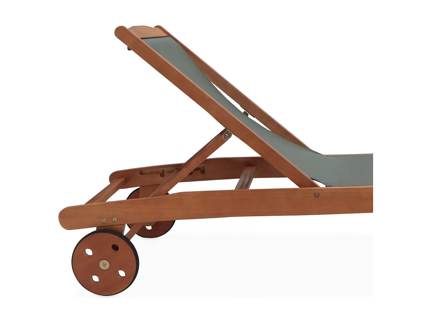 Set di 2 lettini multiposizione in legno con rotelle, verde kaki