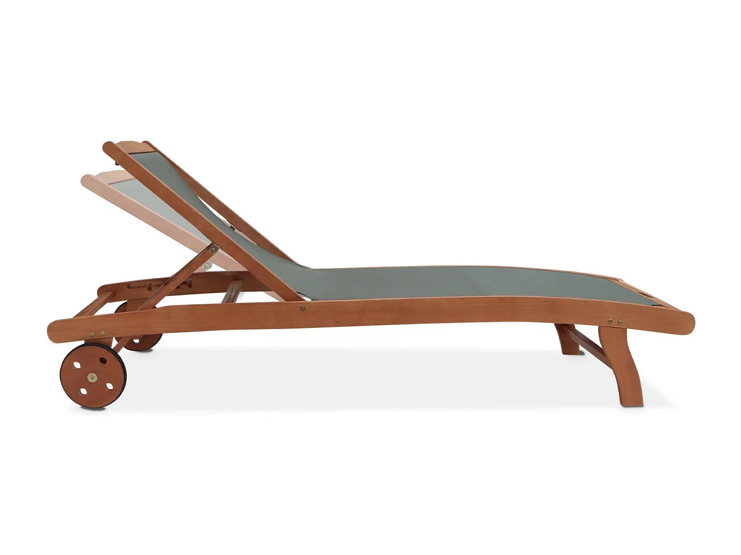 Set di 2 lettini multiposizione in legno con rotelle, verde kaki