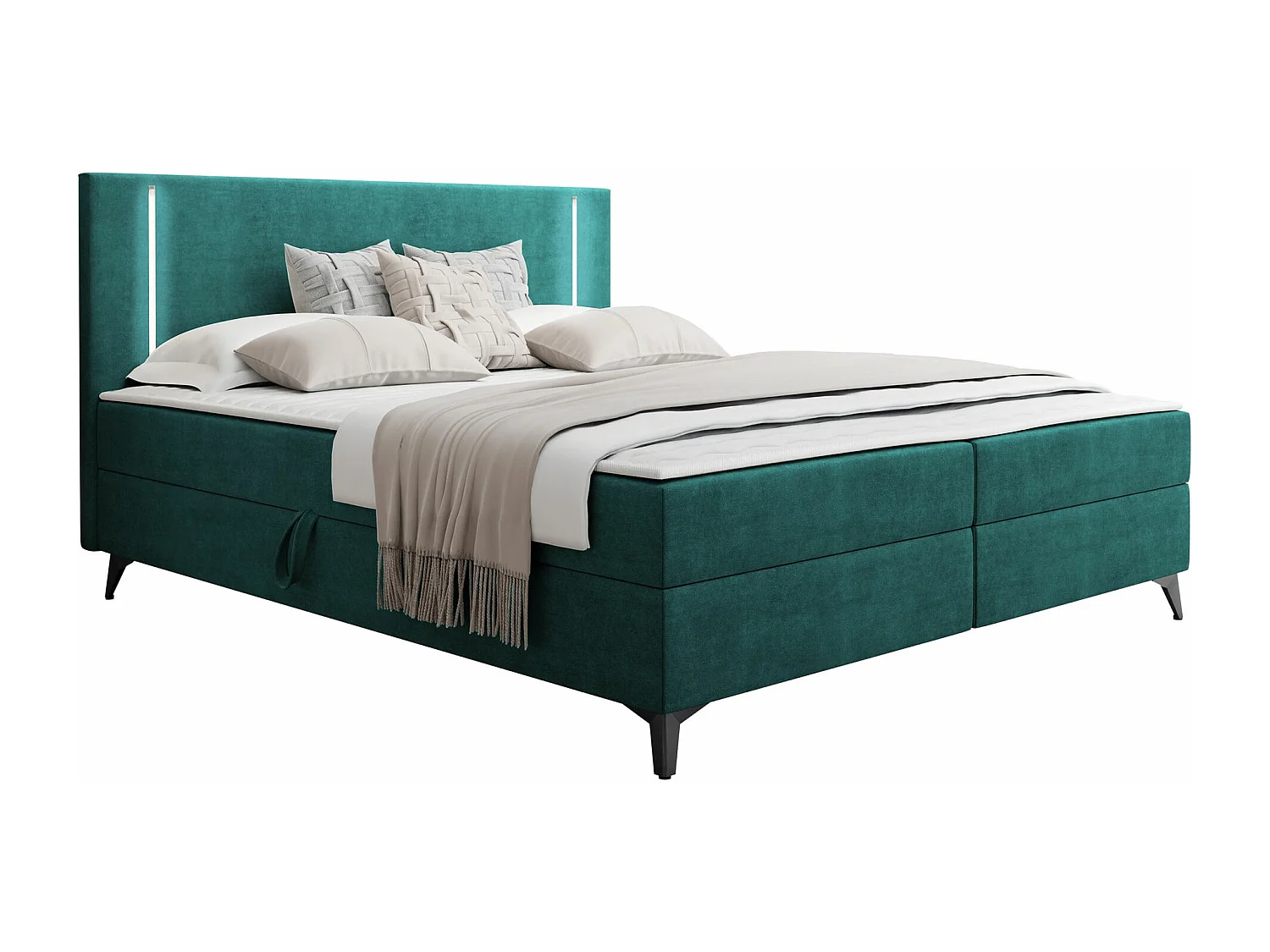 Cama continental Memphis 147, Continental, Doble, Verde, 160x200, Tapiz, Somieres, 165cm