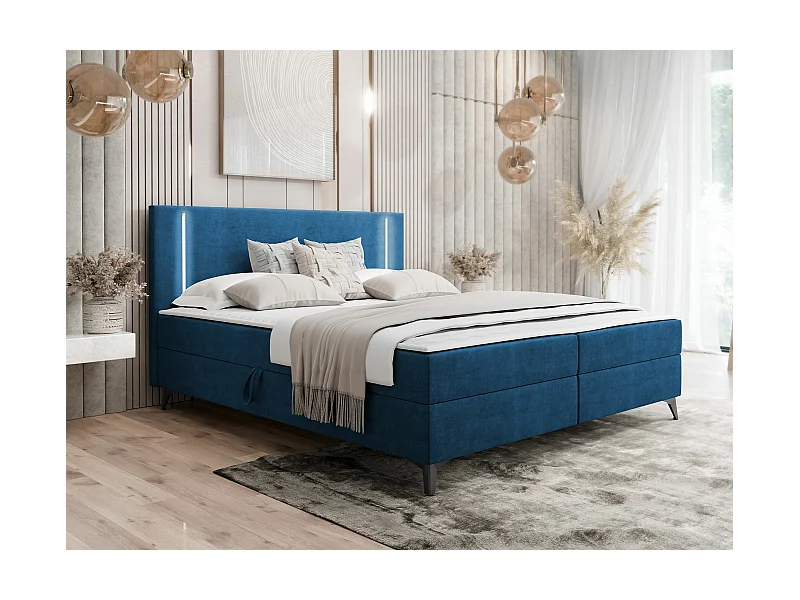 Cama continental Memphis 147, Casal, Azul, Tecido, Estrados de cama