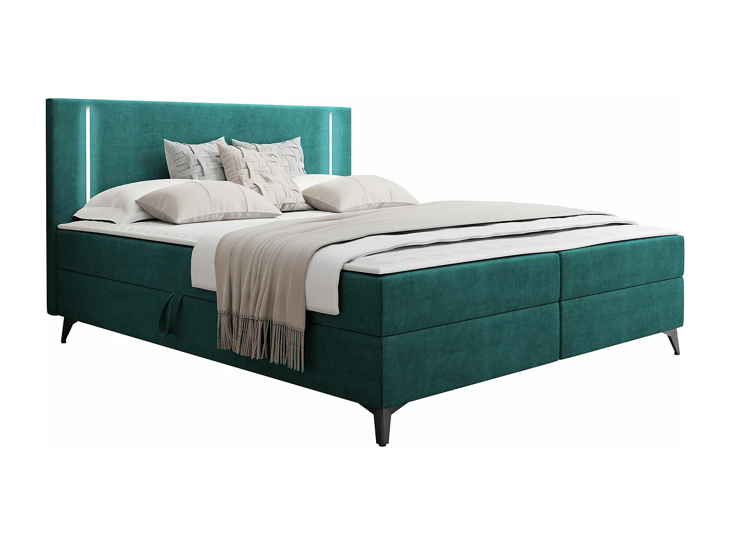 Cama continental Memphis 147, Continental, Doble, Verde, 140x200, Tapiz, Somieres, 145cm