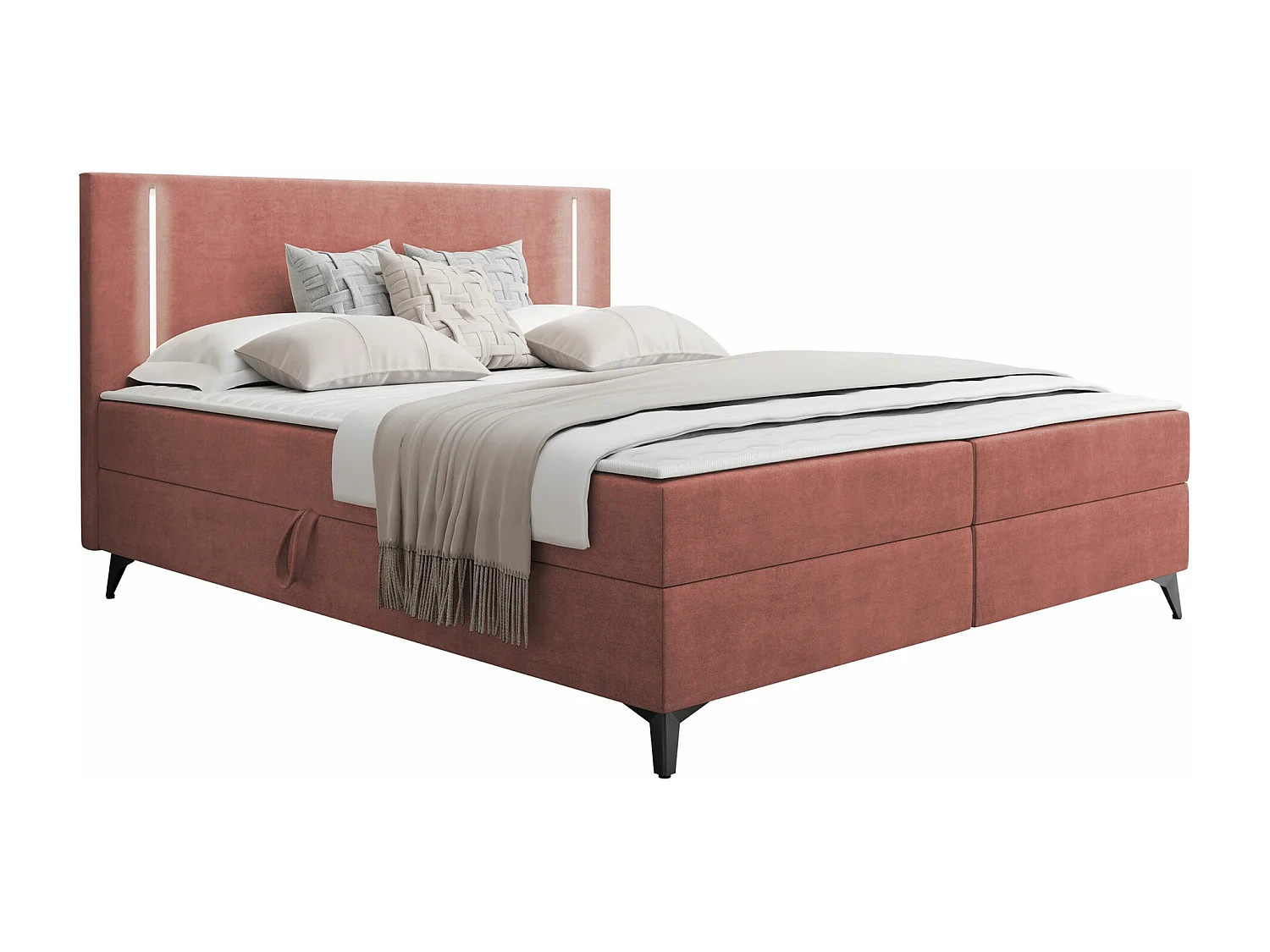 Cama continental Memphis 147, Continental, Doble, Rosa, 200x200, Tapiz, Somieres, 205cm