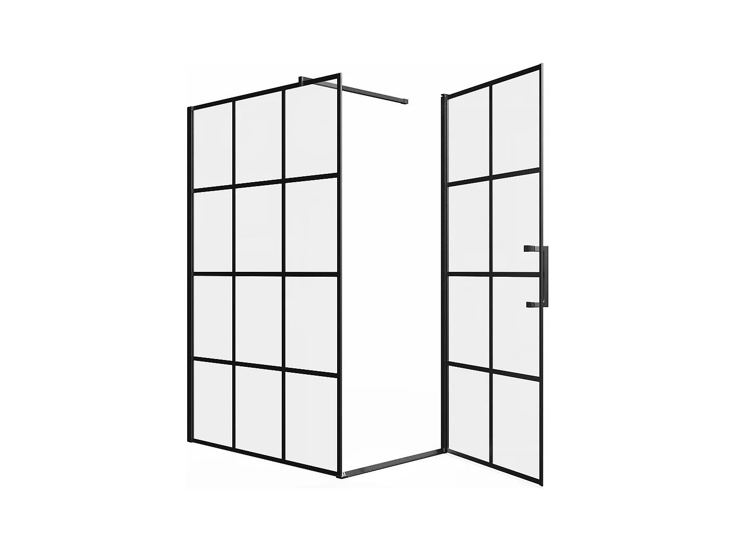 Vaste douchewand met draaideur met bedrukking, mat zwart, 120 x 80 x 190 cm - CAPARICA
