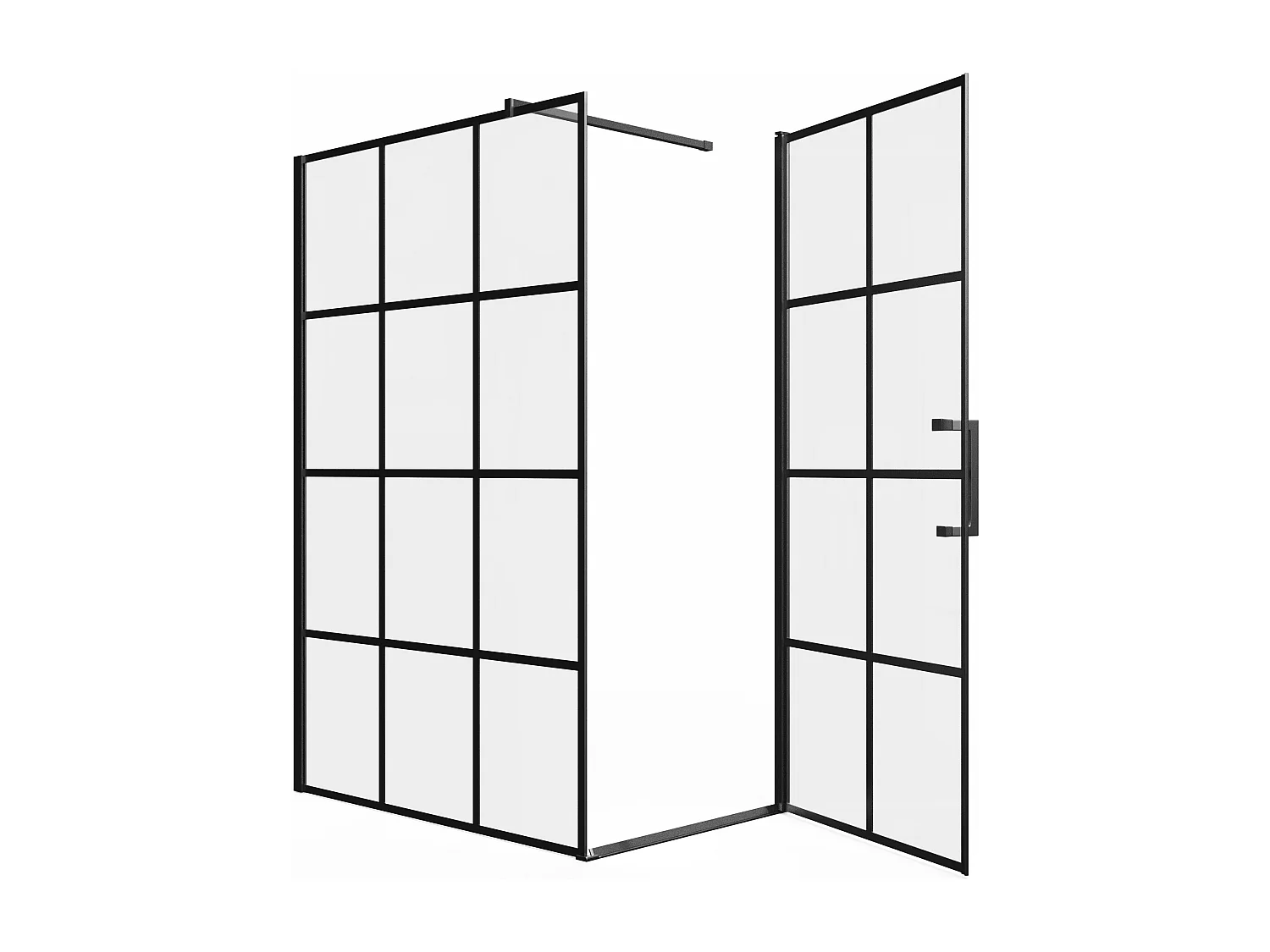 Vaste douchewand met draaideur met bedrukking, mat zwart, 120 x 80 x 190 cm - CAPARICA