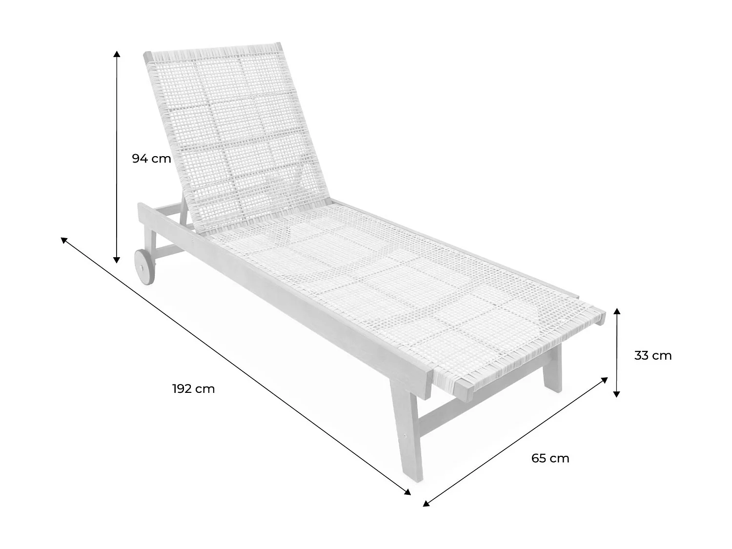 Tumbona reclinable estilo bastón de madera y resina, set de 2 natural