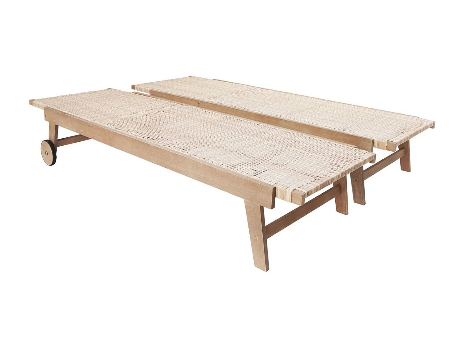 Tumbona reclinable estilo bastón de madera y resina, set de 2 natural