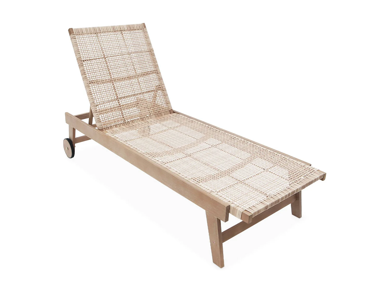 Tumbona reclinable estilo bastón de madera y resina, set de 2 natural