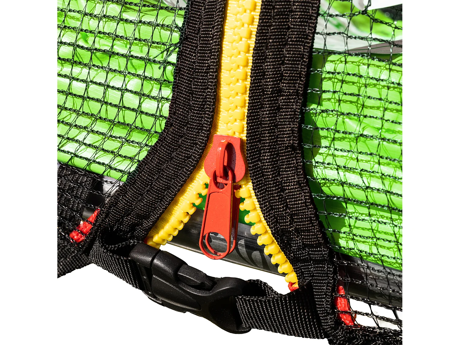 Trampoline 305cm omkeerbaar groen/blauw ADELAÏDE + net, ladder, hoes en verankeringsset