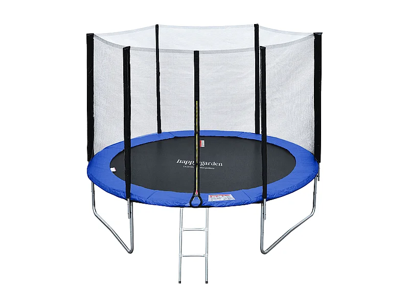 Trampoline 305cm omkeerbaar blauw/groen ADELAÏDE + net, ladder, hoes en verankeringsset