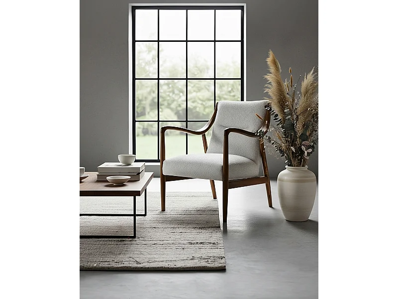 Ambre - Fauteuil en bois massif chêne et en lin