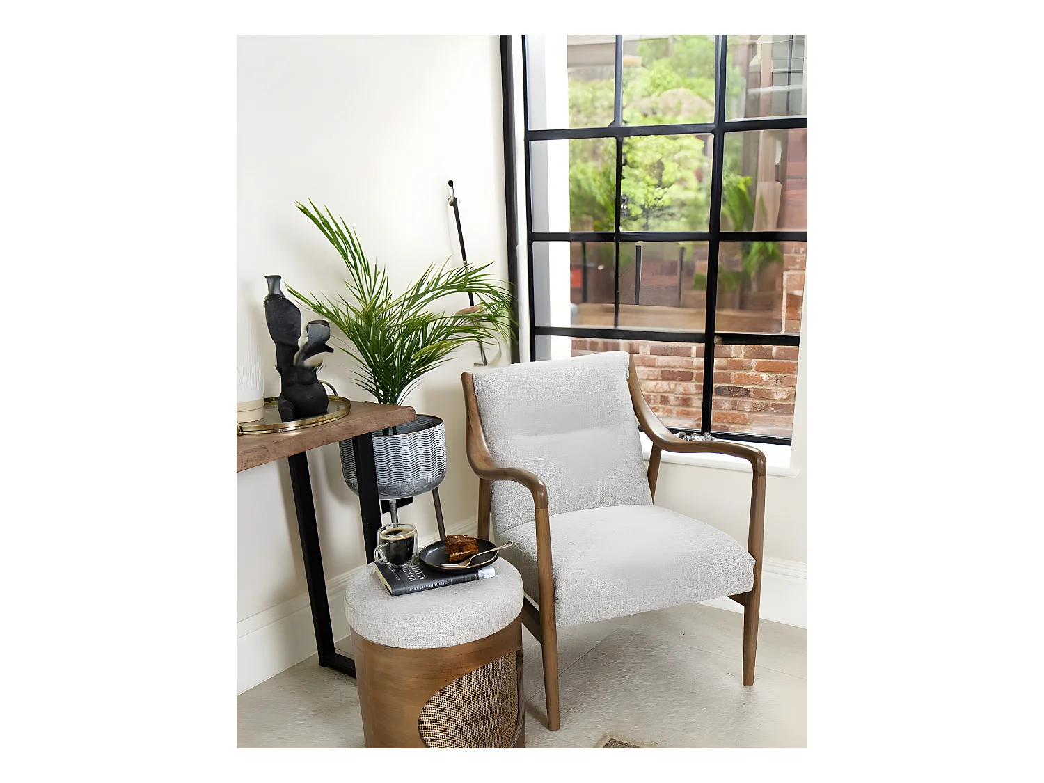 Ambre - Fauteuil en bois massif chêne et en lin