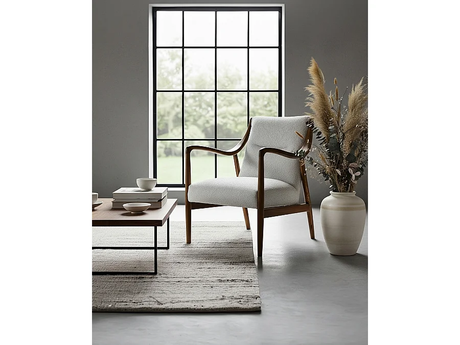 Ambre - Fauteuil en bois massif chêne et en lin