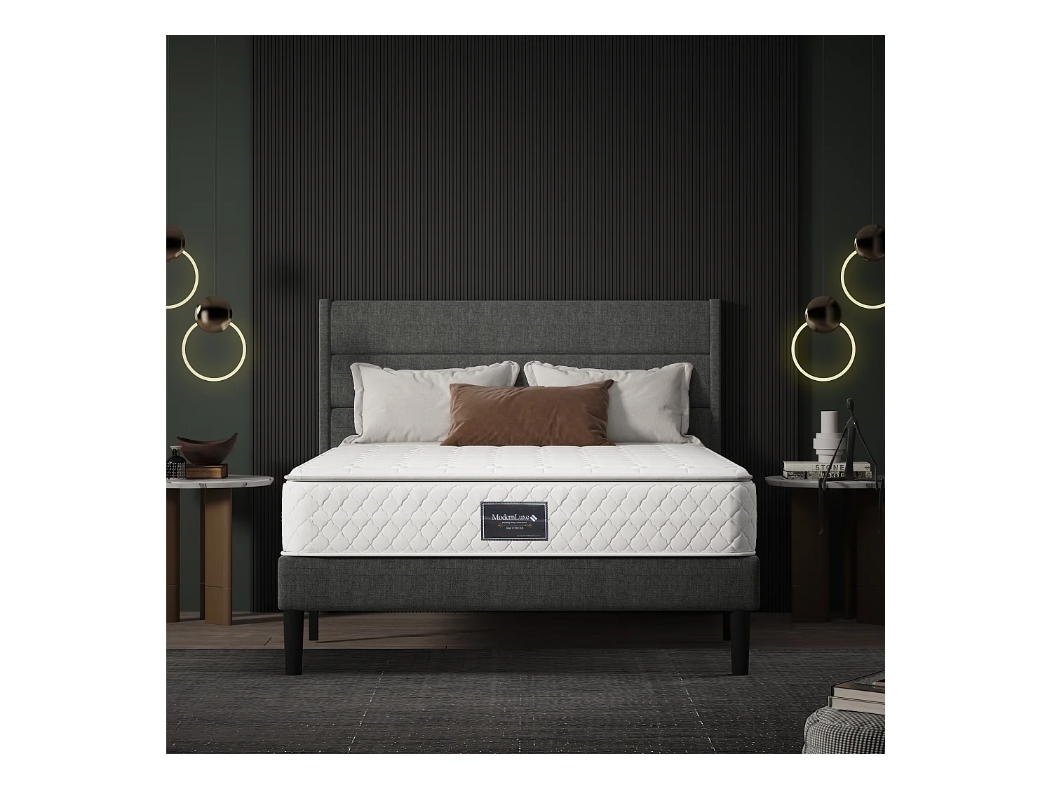 Colchón de muelles 140x200 cm espuma espesor 25 cm - dureza H3 - funda acolchada de microfibra - Blanco