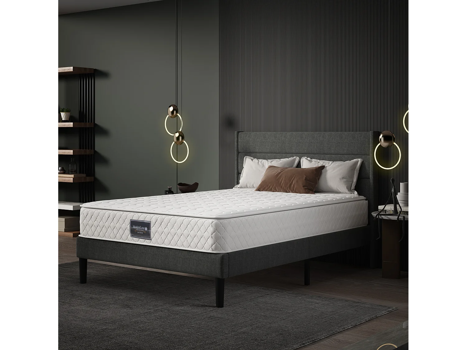 Materasso a molle 90x200 cm spessore schiuma 25 cm - durezza H3 - rivestimento trapuntato in microfibra - Bianco