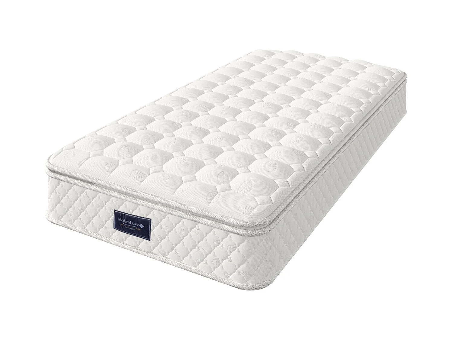 Matelas à ressorts 90x200 cm mousse ép.25 cm - dureté H3 - housse matelassée en microfibre - Blanc