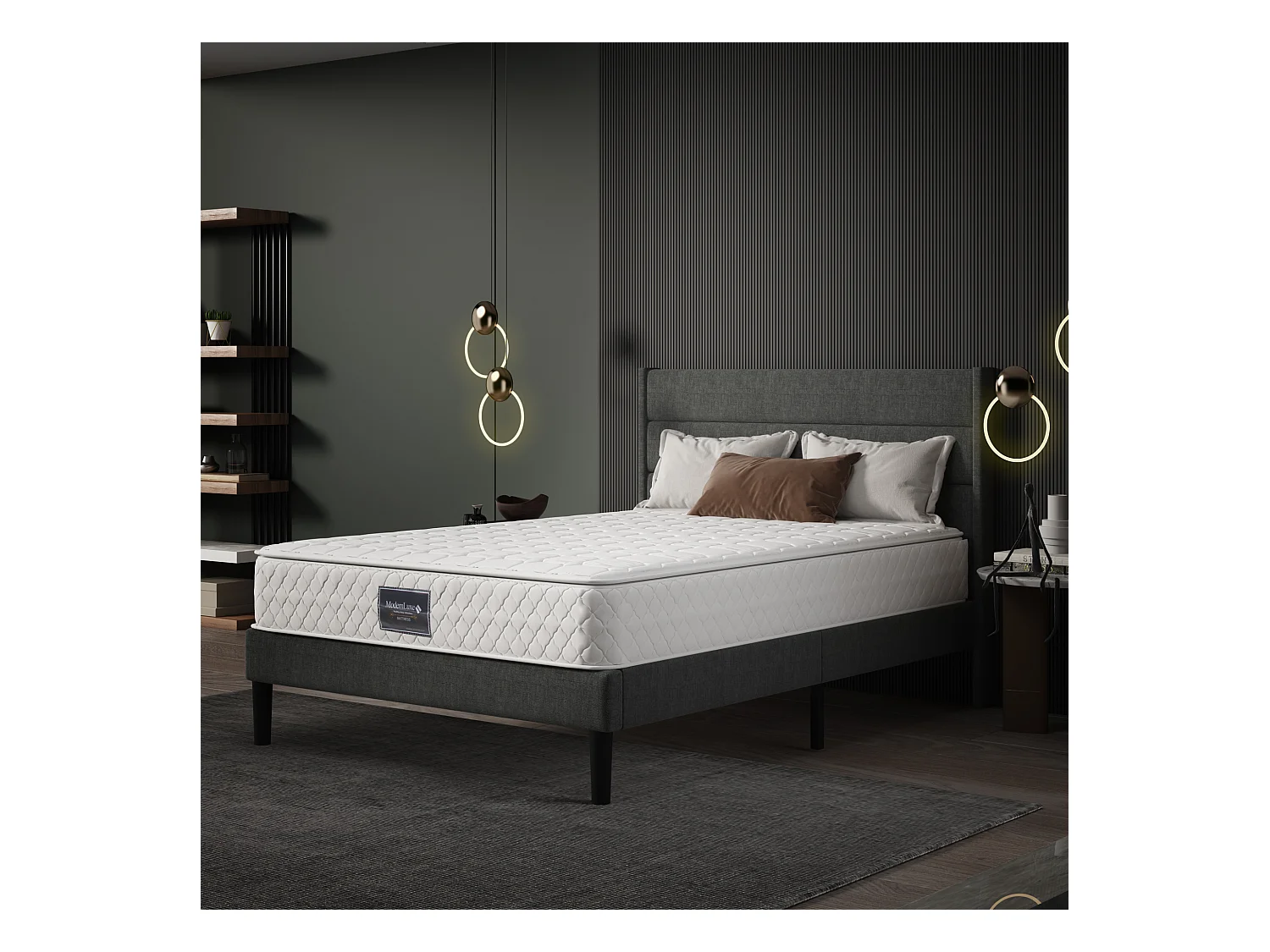 Colchón de muelles 90x200 cm espuma espesor 25 cm - dureza H3 - funda acolchada de microfibra - Blanco