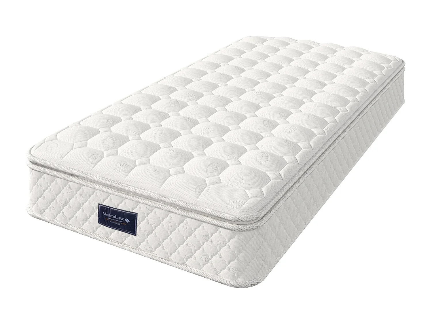 Matelas à ressorts 90x200 cm mousse ép.25 cm - dureté H3 - housse matelassée en microfibre - Blanc