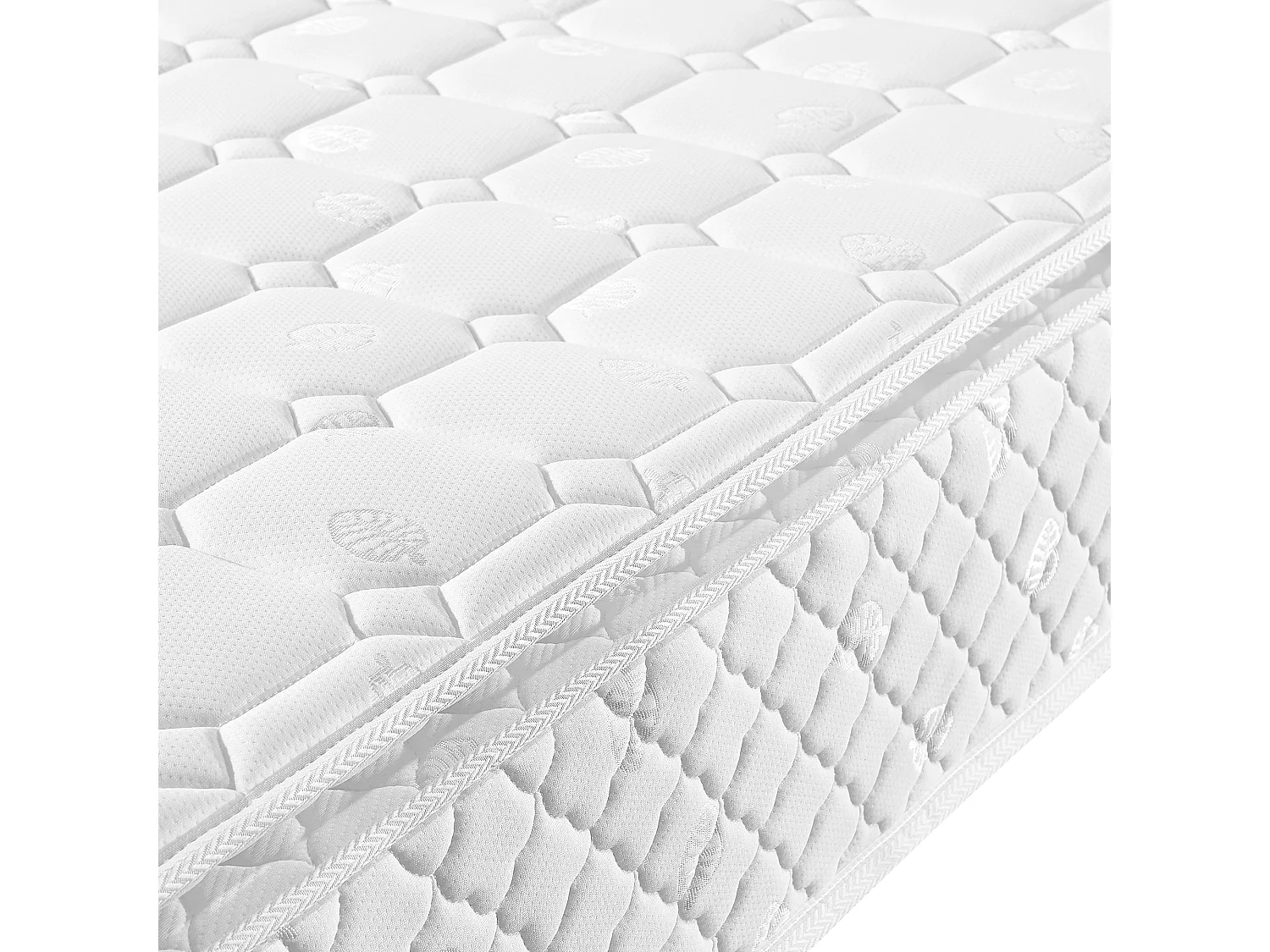 Matelas à ressorts 90x200 cm mousse ép.25 cm - dureté H3 - housse matelassée en microfibre - Blanc