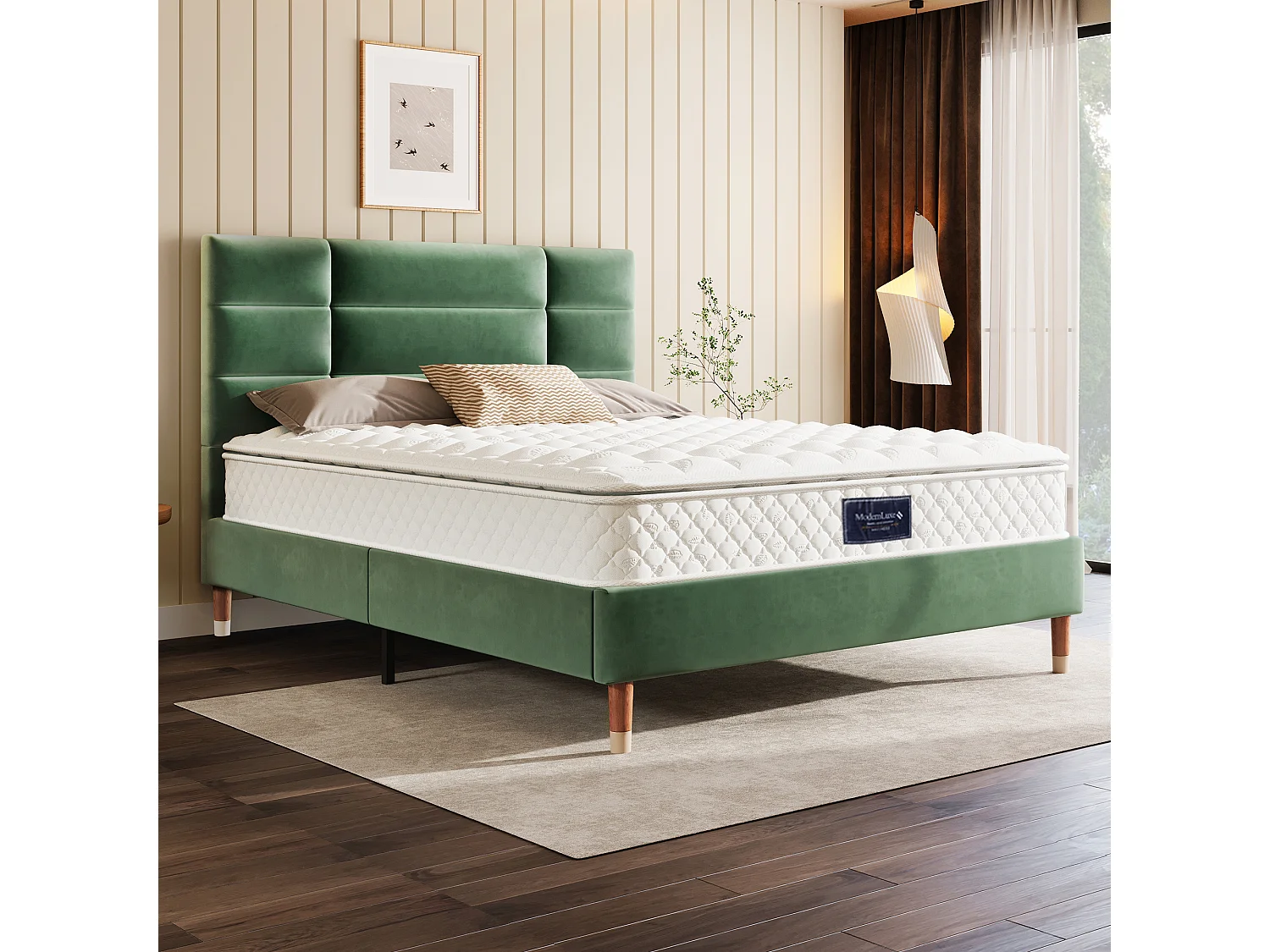 Binnenveringsmatras 160x200 cm schuimdikte 25 cm - hardheid H3 - gewatteerde microvezelhoes - Wit