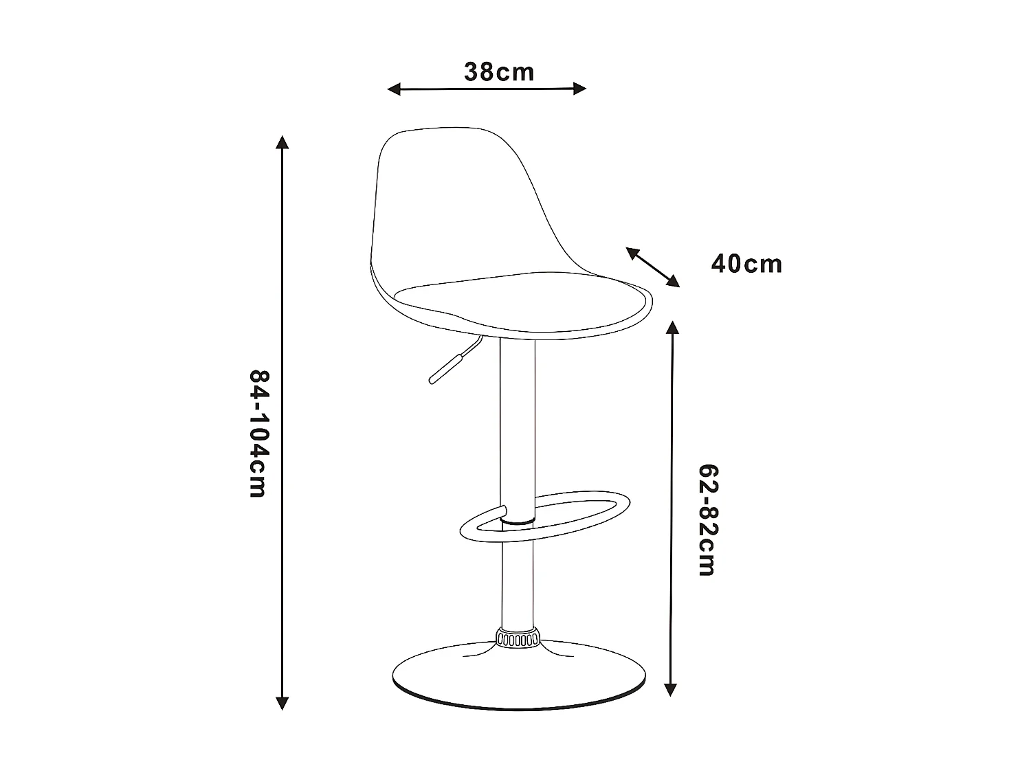 Chaise de bar Jerry/Similicuir/Noir