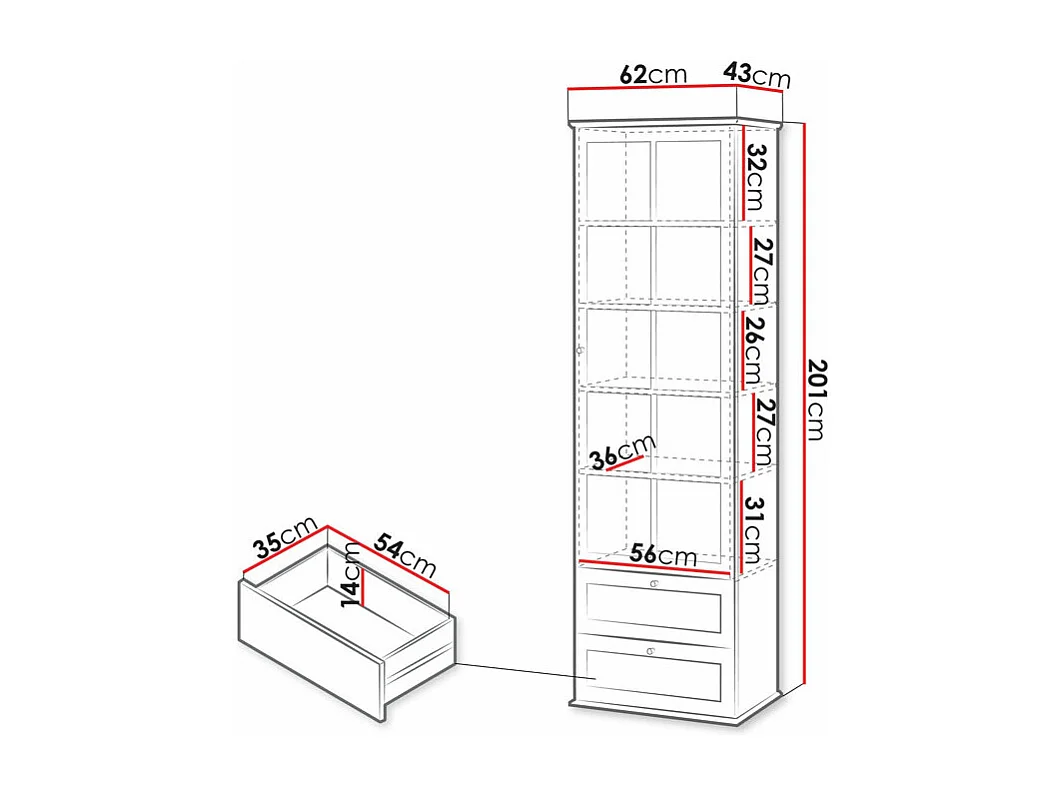 Scaffale Comfivo Ruvlare 106, Con porte|Con cassetti|Chiuso, 201x62x43cm