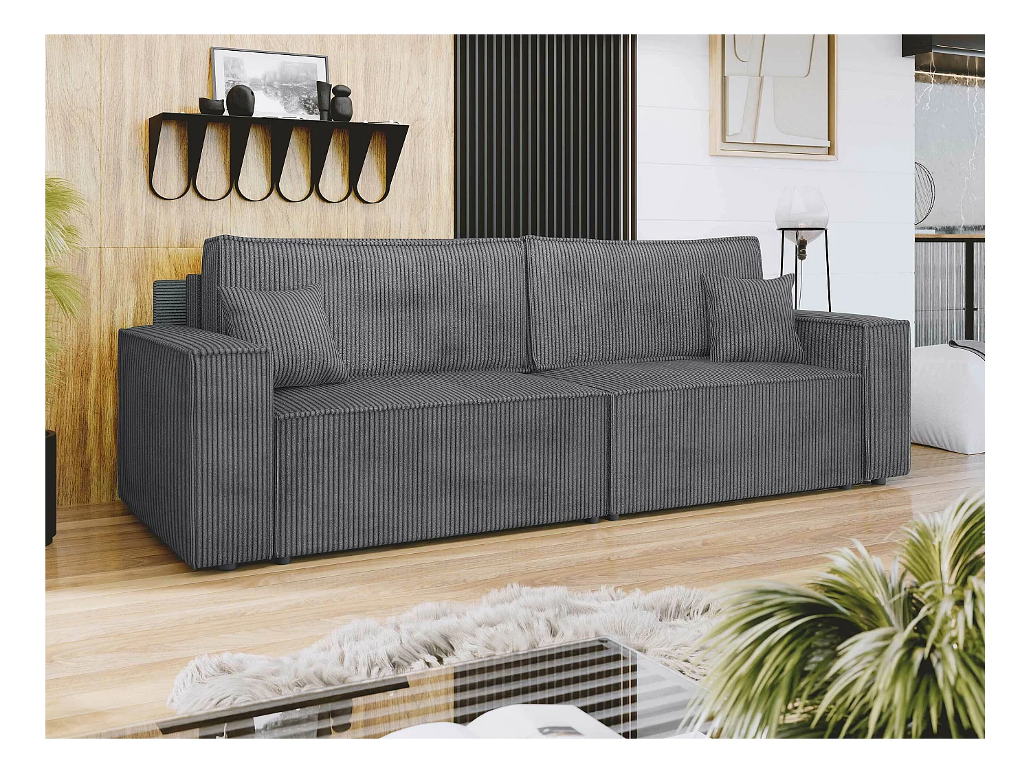 Sofá-cama Shelton 106, Almacenaje, 82x245x90cm