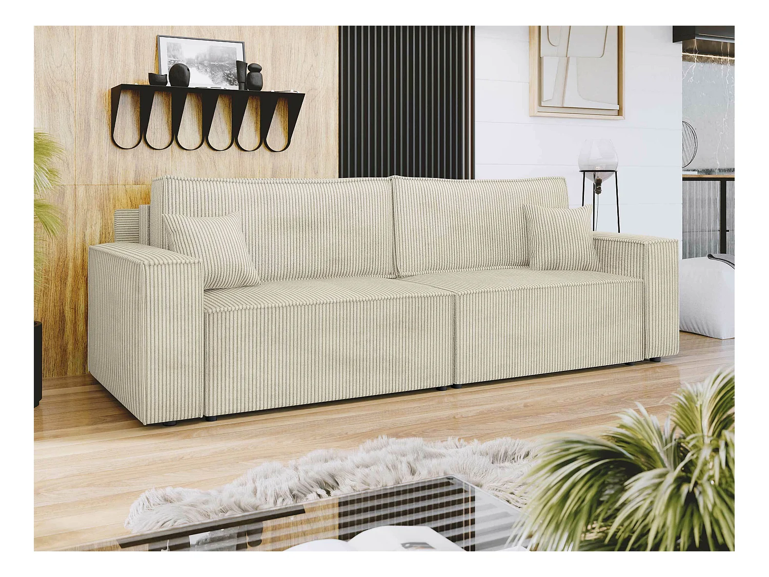 Sofá-cama Shelton 106, Almacenaje, 82x245x90cm