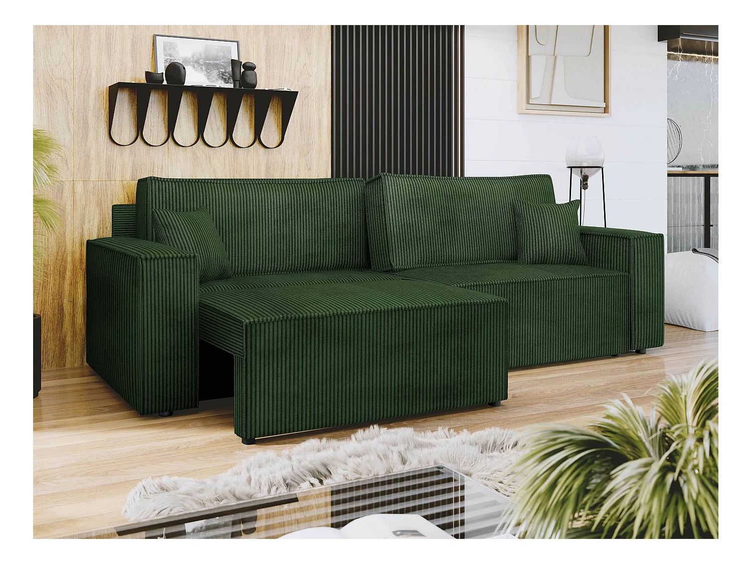 Canapé convertible Shelton 106, Boîte de literie, 82x245x90cm