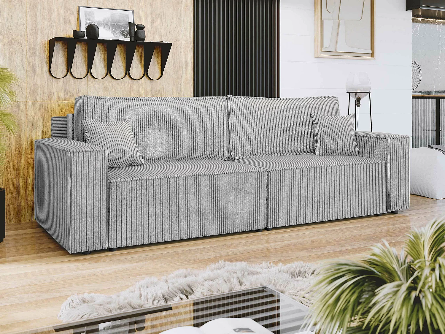 Canapé convertible Shelton 106, Boîte de literie, 82x245x90cm