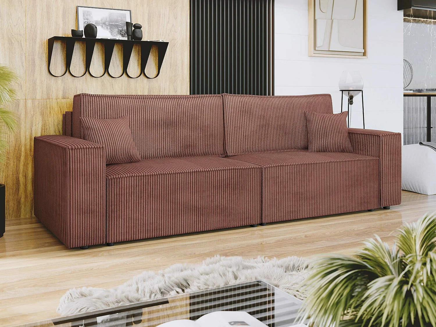 Canapé convertible Shelton 106, Boîte de literie, 82x245x90cm