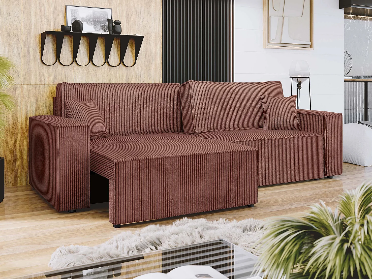 Canapé convertible Shelton 106, Boîte de literie, 82x245x90cm