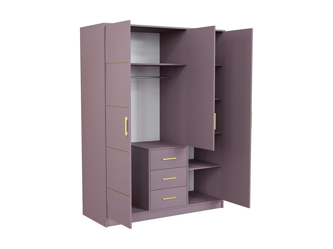 Armoire Delbalo 100, Pourpre, 200x147x58cm, Portes d'armoire: Avec des charnières