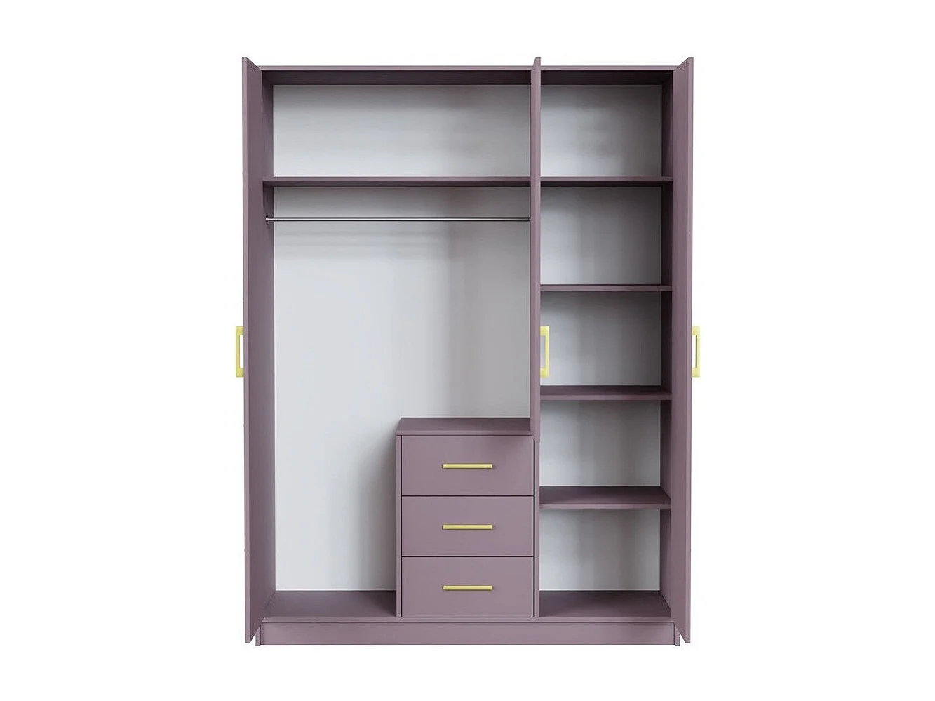 Armoire Delbalo 100, Pourpre, 200x147x58cm, Portes d'armoire: Avec des charnières