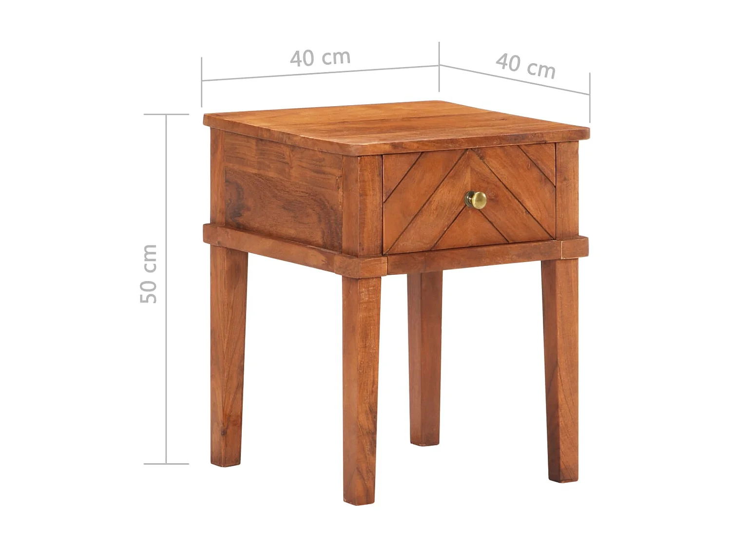 Comodino 40x40x50 cm in Legno Massello di Acacia