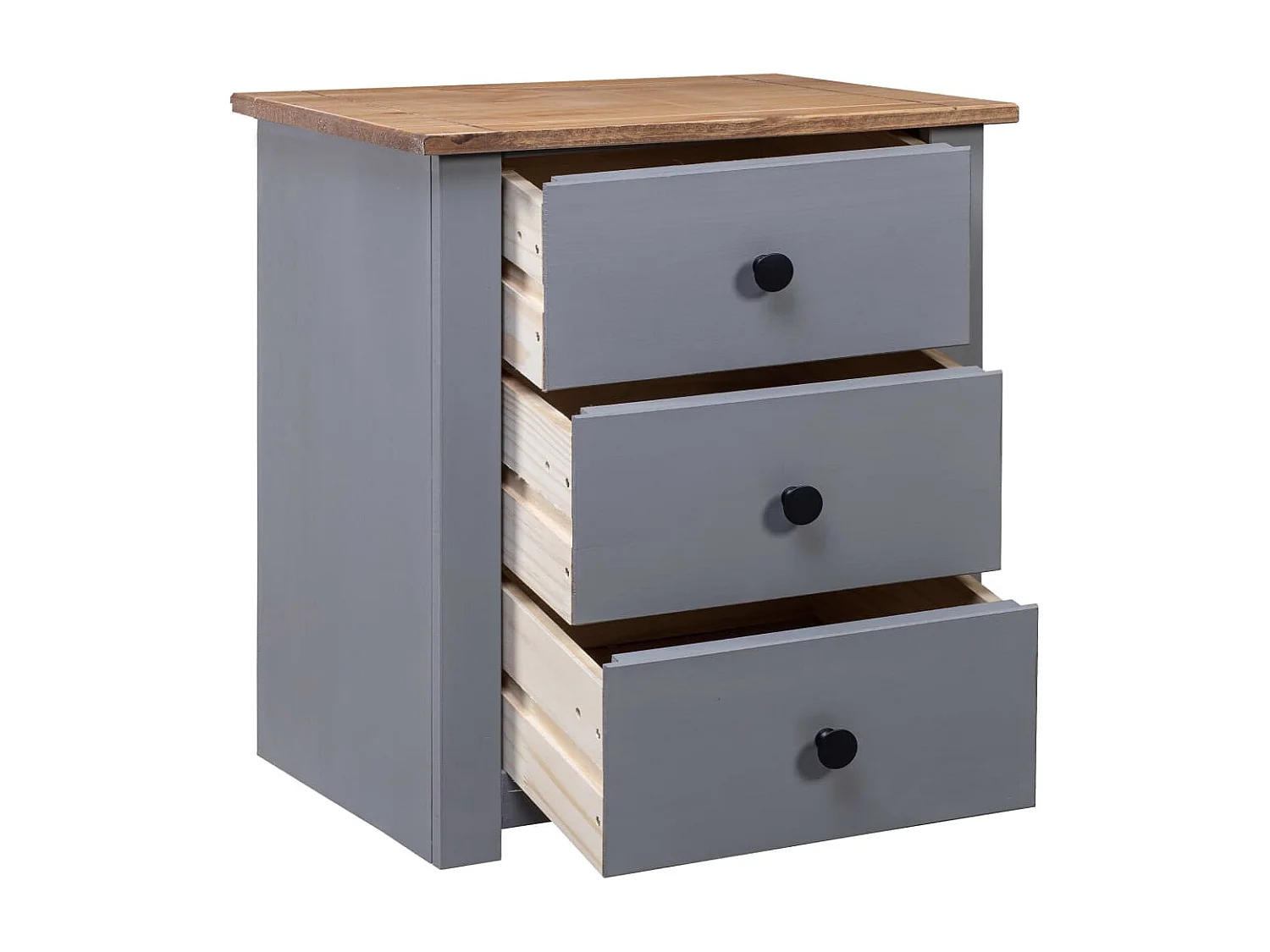 Nachtschrank Grau 46x40x57 cm Kiefernholz Panama