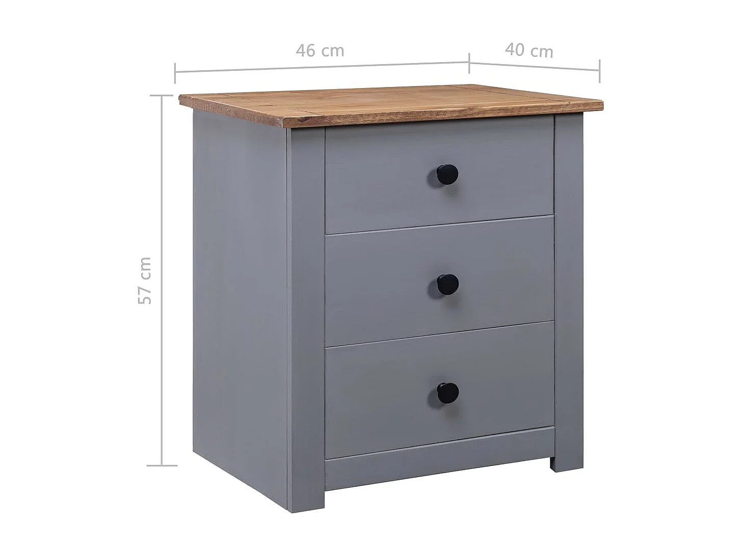Nachtkastje Panama Range 46x40x57 cm grenenhout grijs