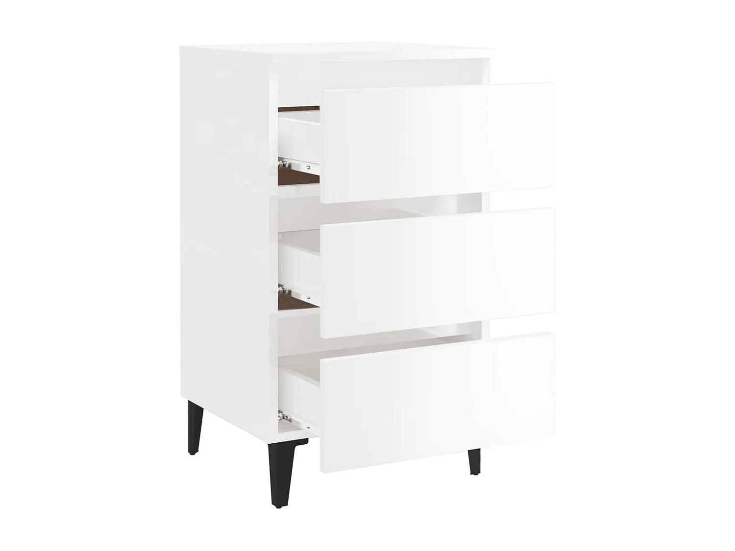 Mesa cabeceira c/ pernas metal 40x35x69 cm branco brilhante