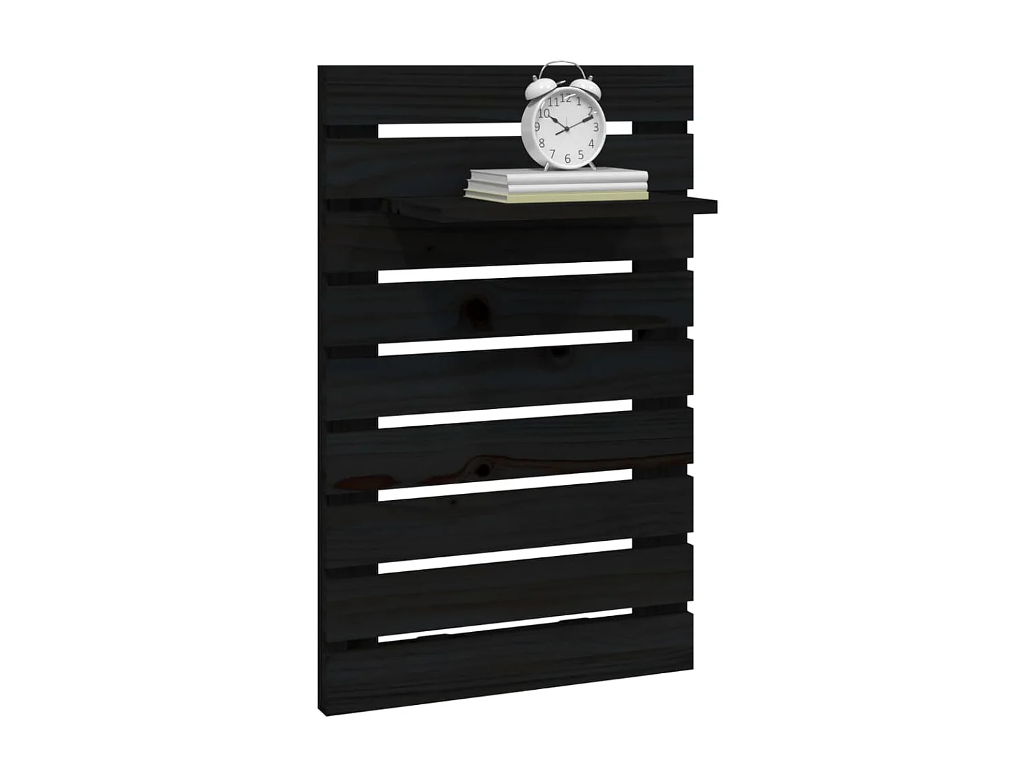 Étagères de chevet murales 2 pcs Noir Bois de pin massif