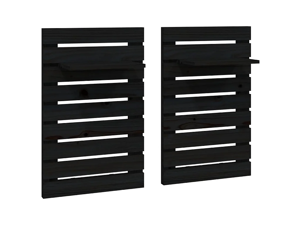 Wand-Nachttische 2 Stk. Schwarz Massivholz Kiefer