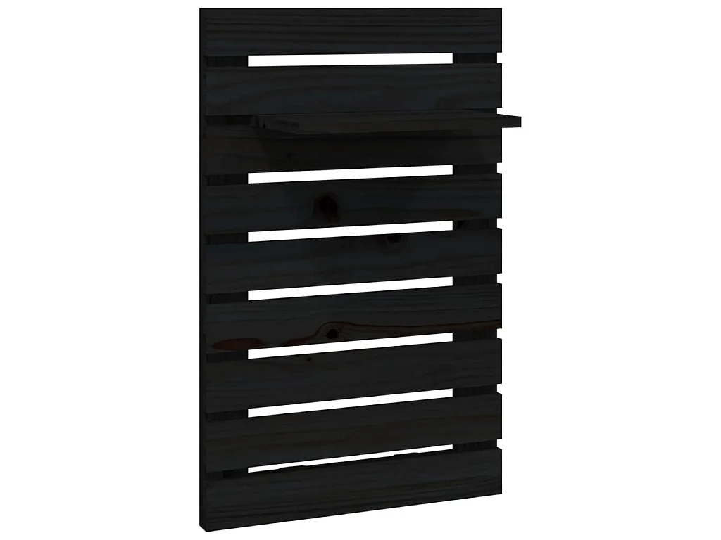 Étagères de chevet murales 2 pcs Noir Bois de pin massif