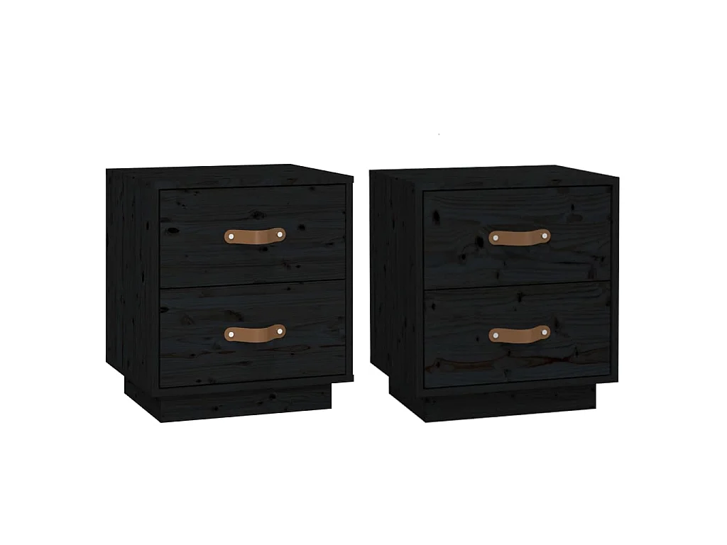   Nachtkastjes 2 st 40x34x45 cm massief grenenhout zwart