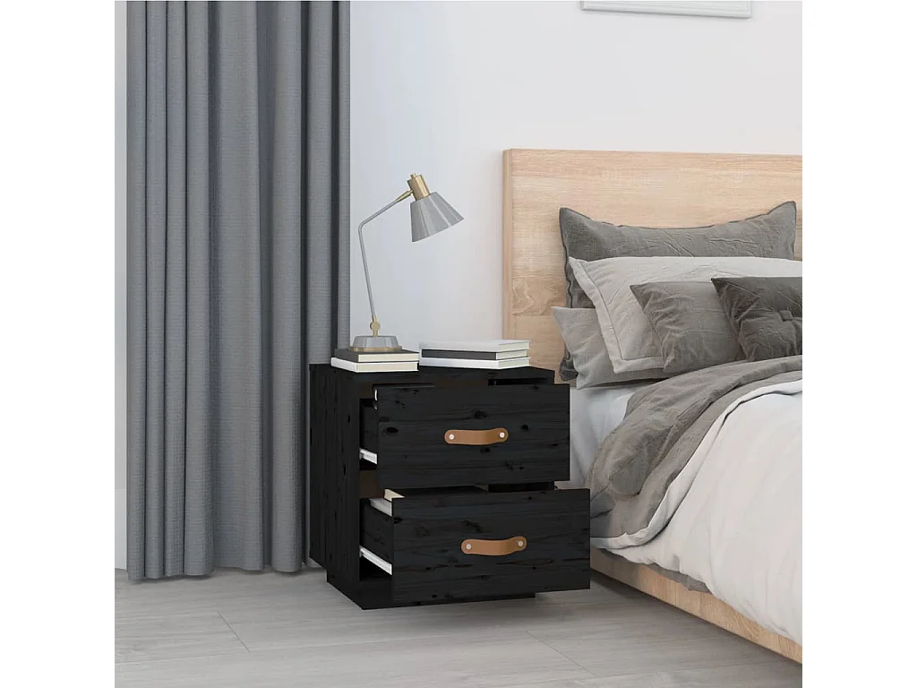  Nachtkastjes 2 st 40x34x45 cm massief grenenhout zwart
