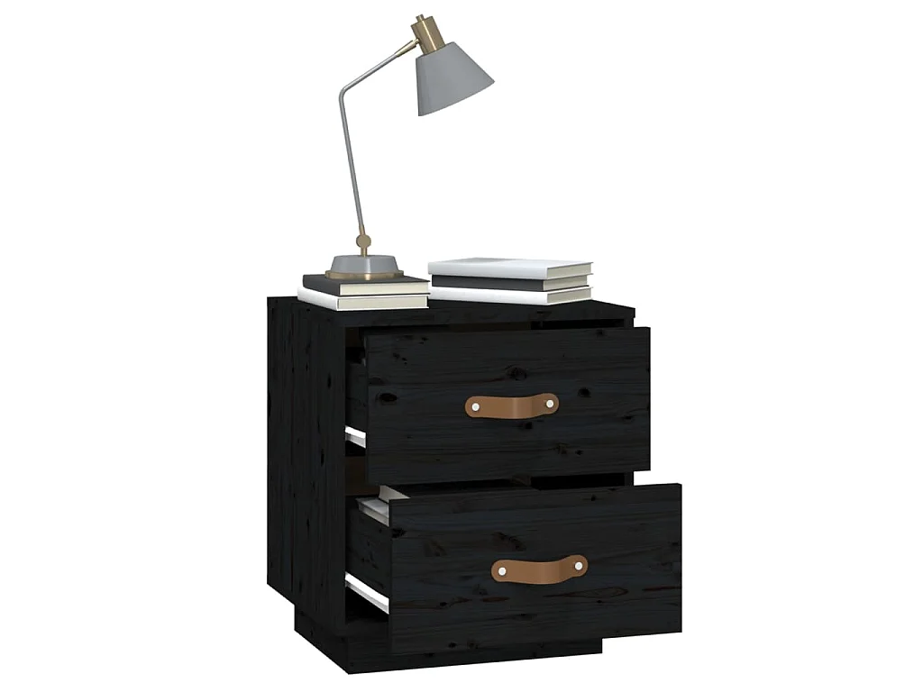   Nachtkastjes 2 st 40x34x45 cm massief grenenhout zwart