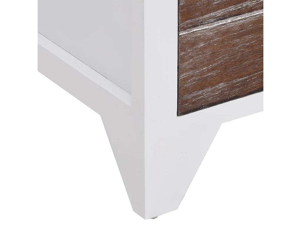 Table de chevet 2 pcs avec 2 tiroirs Marron et blanc