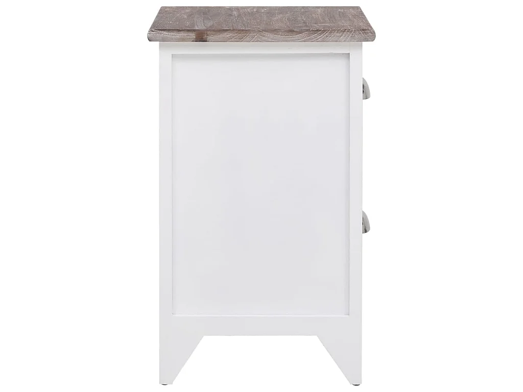 Table de chevet 2 pcs avec 2 tiroirs Marron et blanc