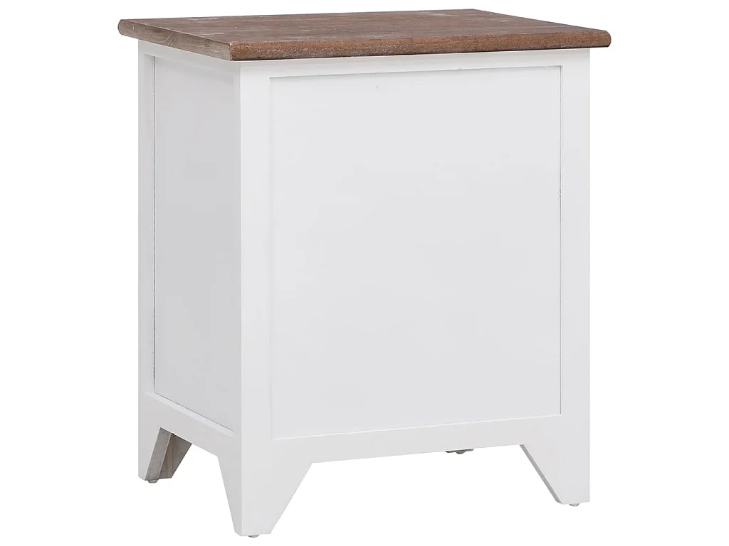 Table de chevet 2 pcs avec 2 tiroirs Marron et blanc