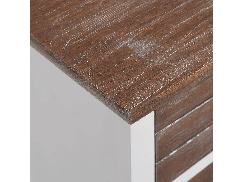 Table de chevet 2 pcs avec 2 tiroirs Marron et blanc