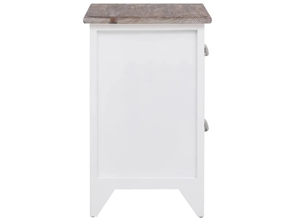 Table de chevet 2 pcs avec 2 tiroirs Marron et blanc
